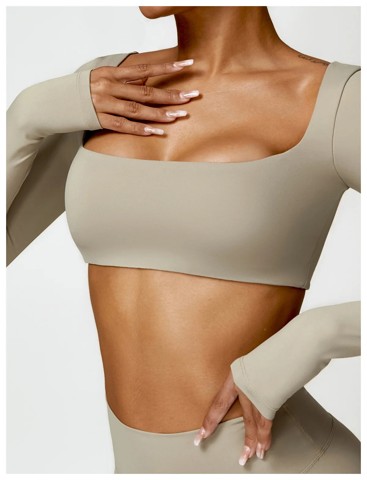 Long Sleeve Crop Top & High-Waist Leggings
