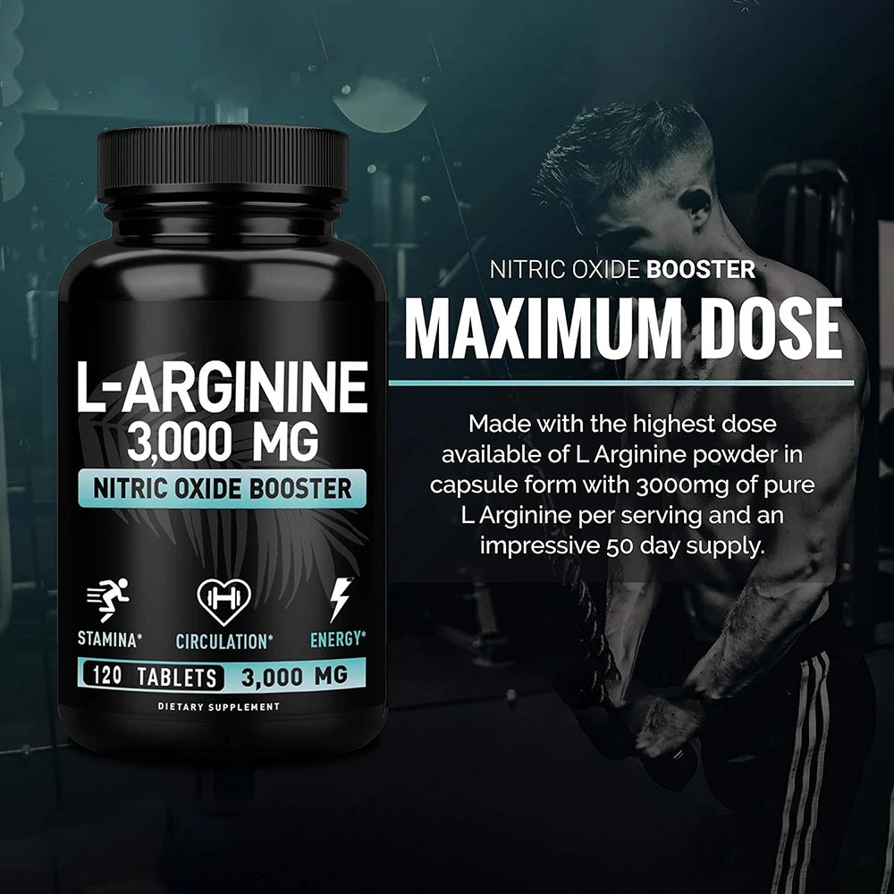 L-Arginine 3000mg Capsules for Muscle Growth and Energy