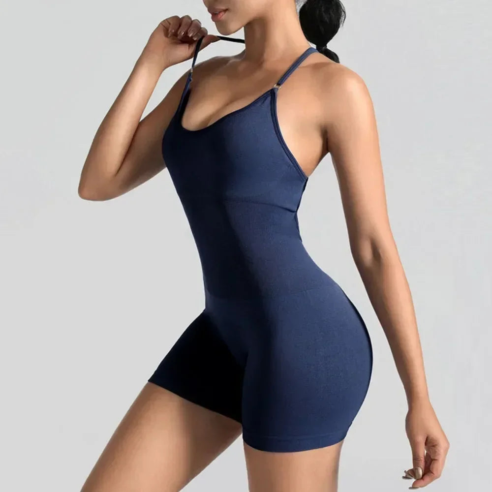 One Piece Cross Adjustable Sexy Fitness Jumpsuit