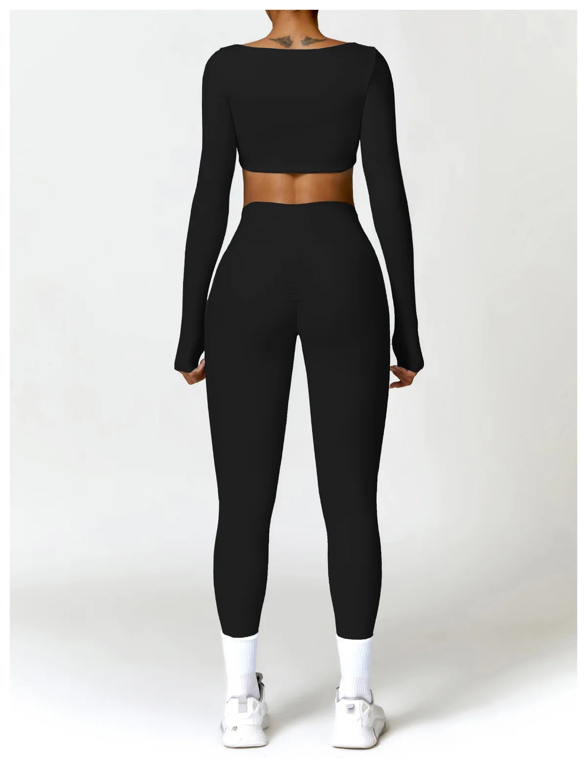 Long Sleeve Crop Top & High-Waist Leggings