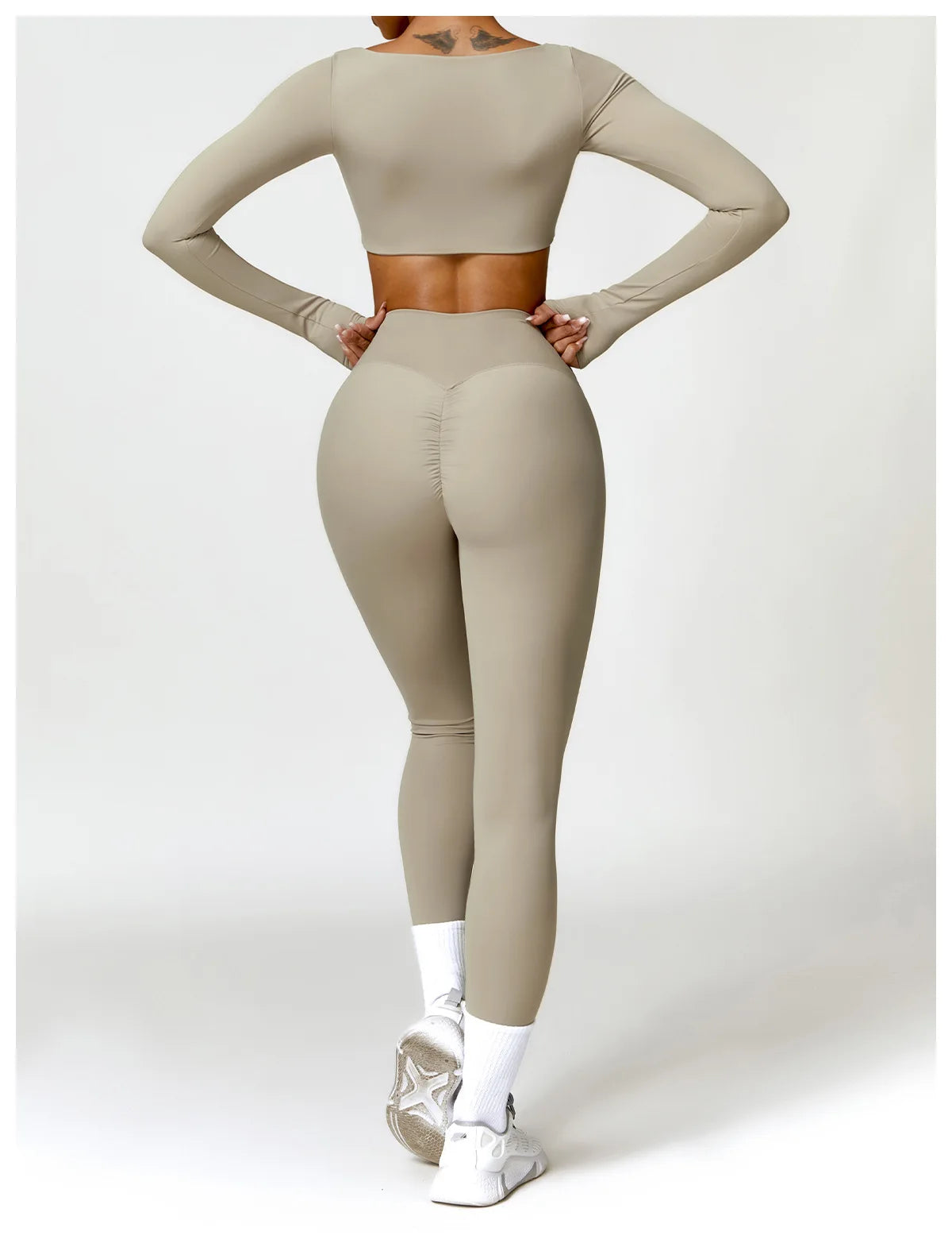 Long Sleeve Crop Top & High-Waist Leggings