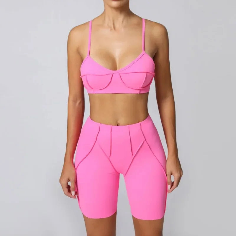 High Waisted Peach Hip Quick Drying Sports Bra Suits