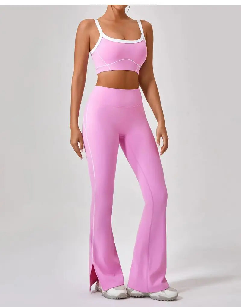 High Waist Flare Split Leggings 2pcs Yoga Suit