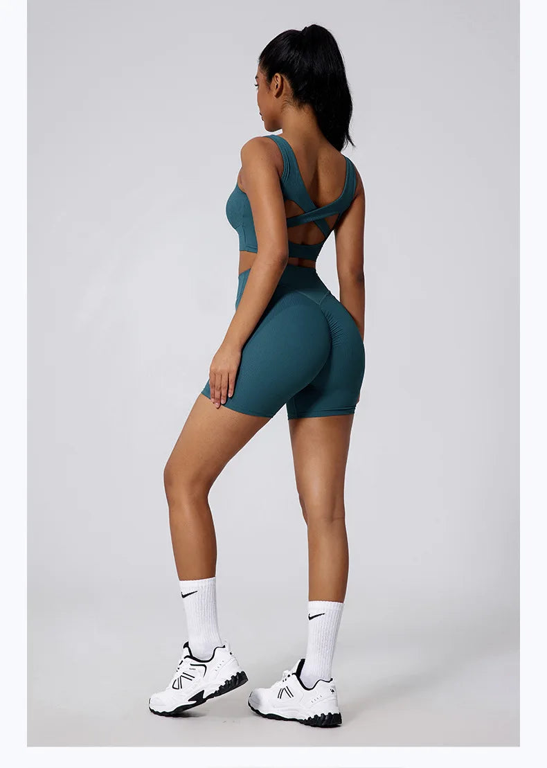 Seamless High Waist Ruching Gym Shorts