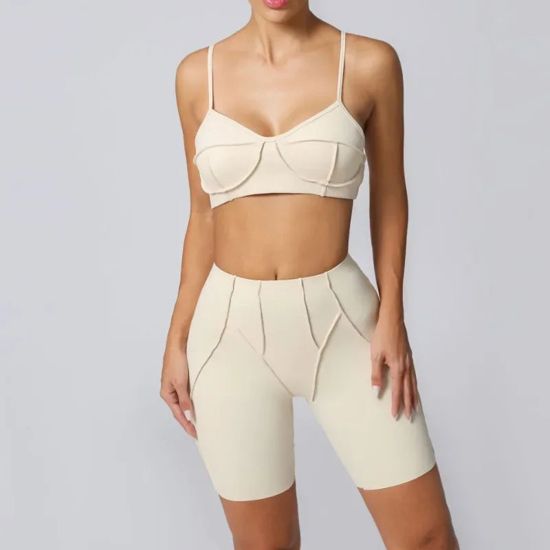 High Waisted Peach Hip Quick Drying Sports Bra Suits