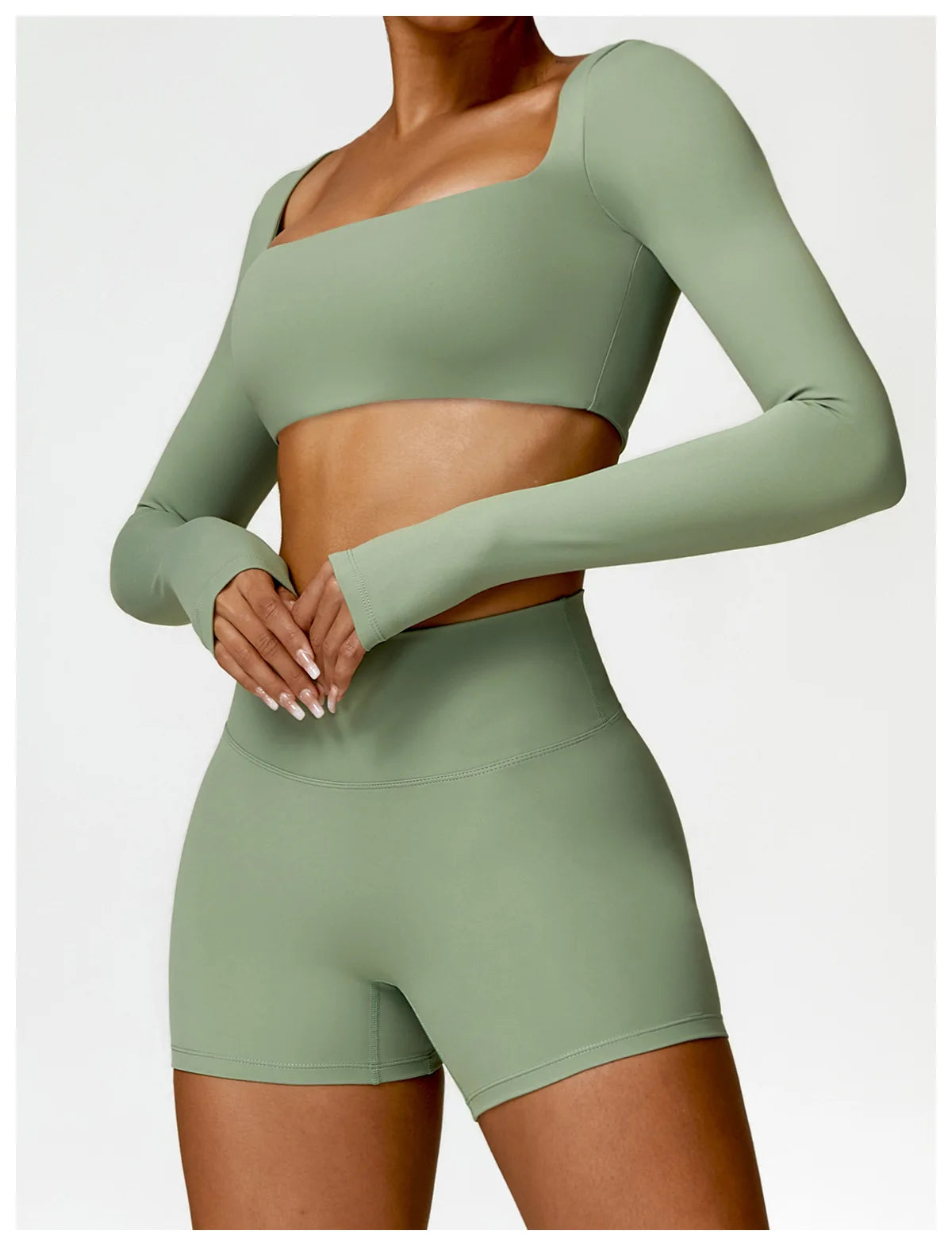 Long Sleeve Crop Top & High-Waist Leggings
