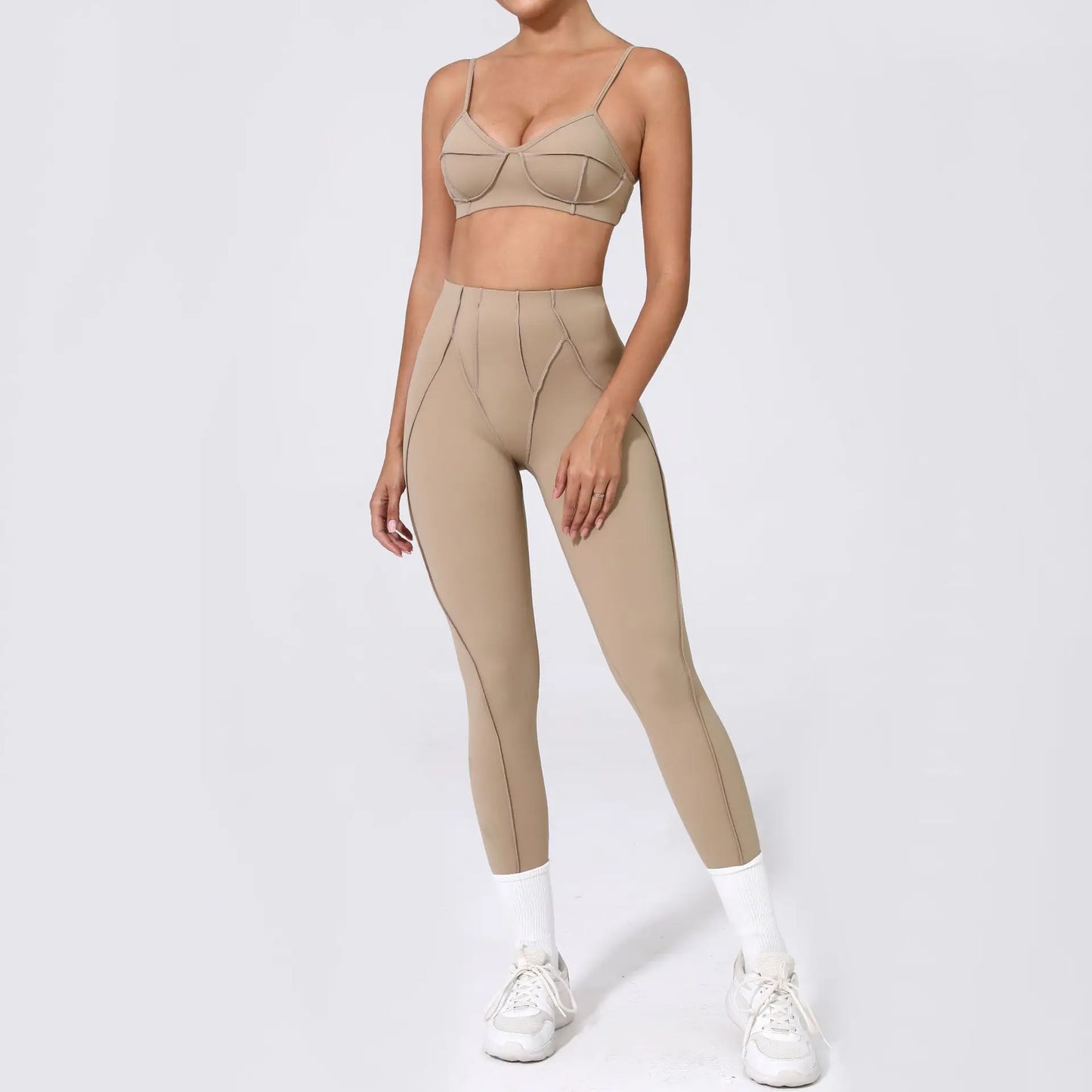 High Waisted Peach Hip Quick Drying Sports Bra Suits