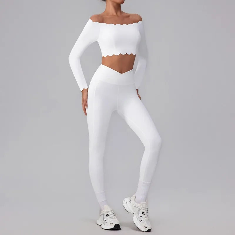 Lace Single Shoulder Yoga Bra Pants Set