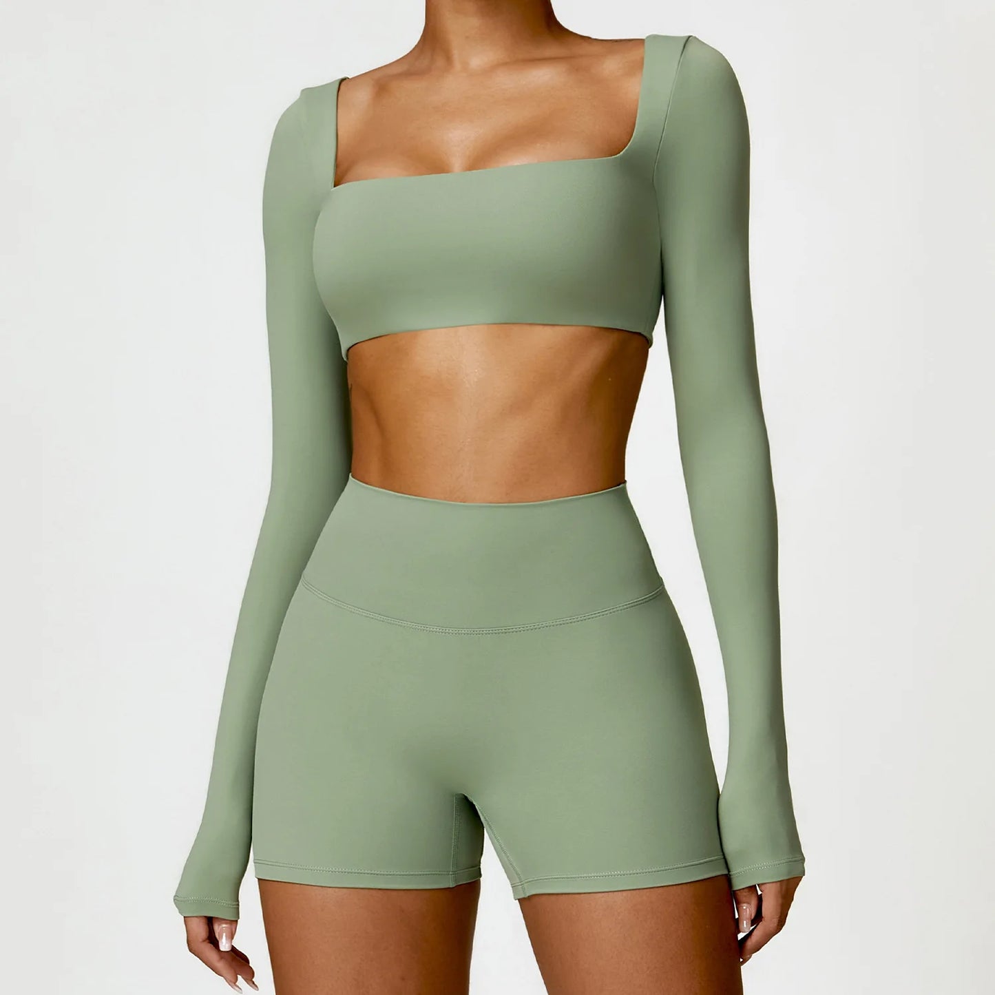 Long Sleeve Crop Top & High-Waist Leggings