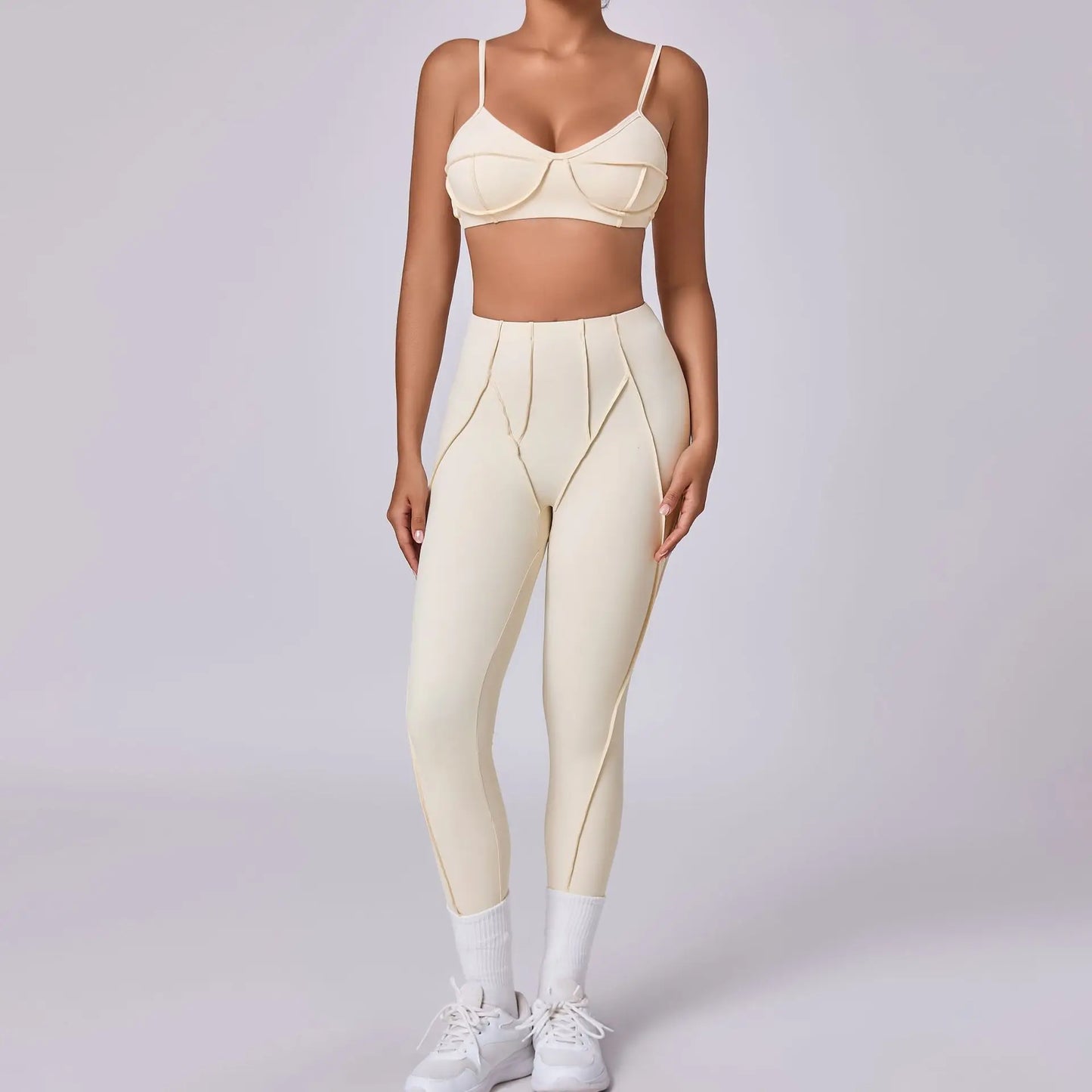 High Waisted Peach Hip Quick Drying Sports Bra Suits