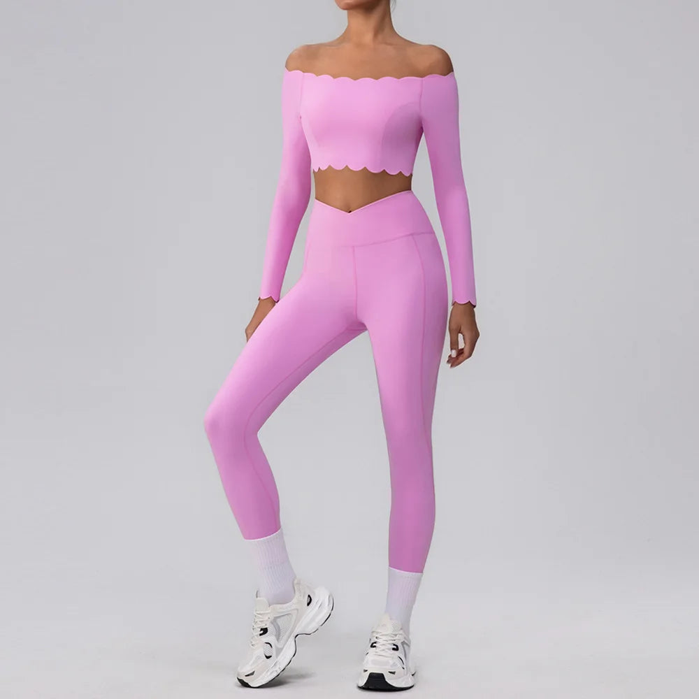 Lace Single Shoulder Yoga Bra Pants Set