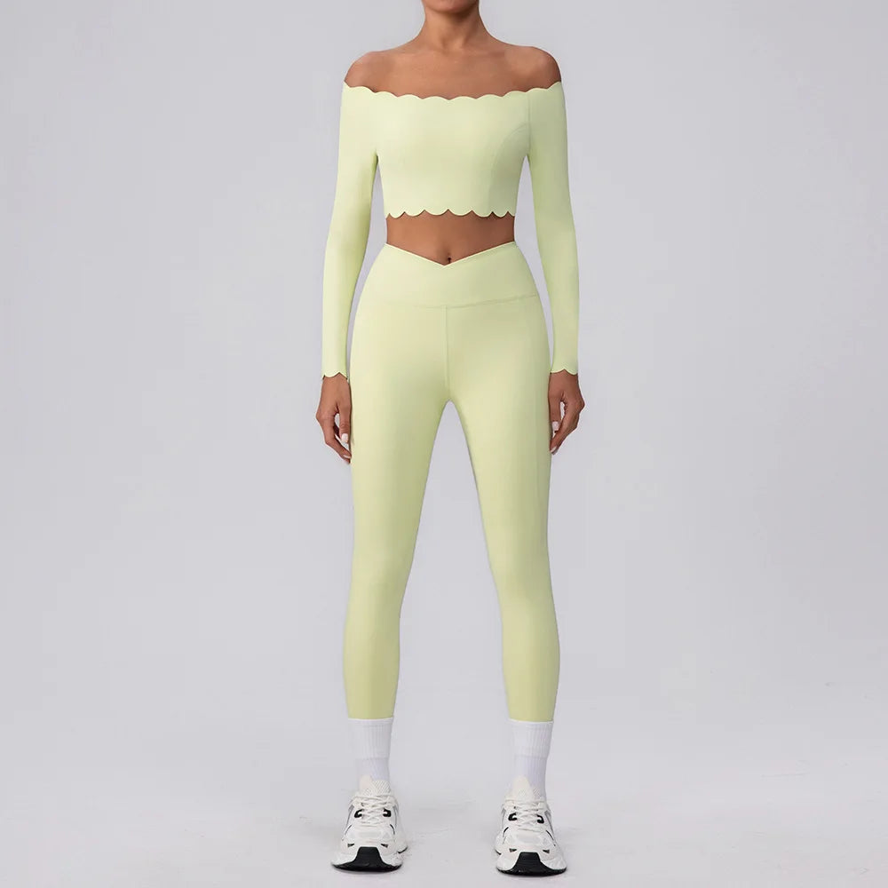 Lace Single Shoulder Yoga Bra Pants Set