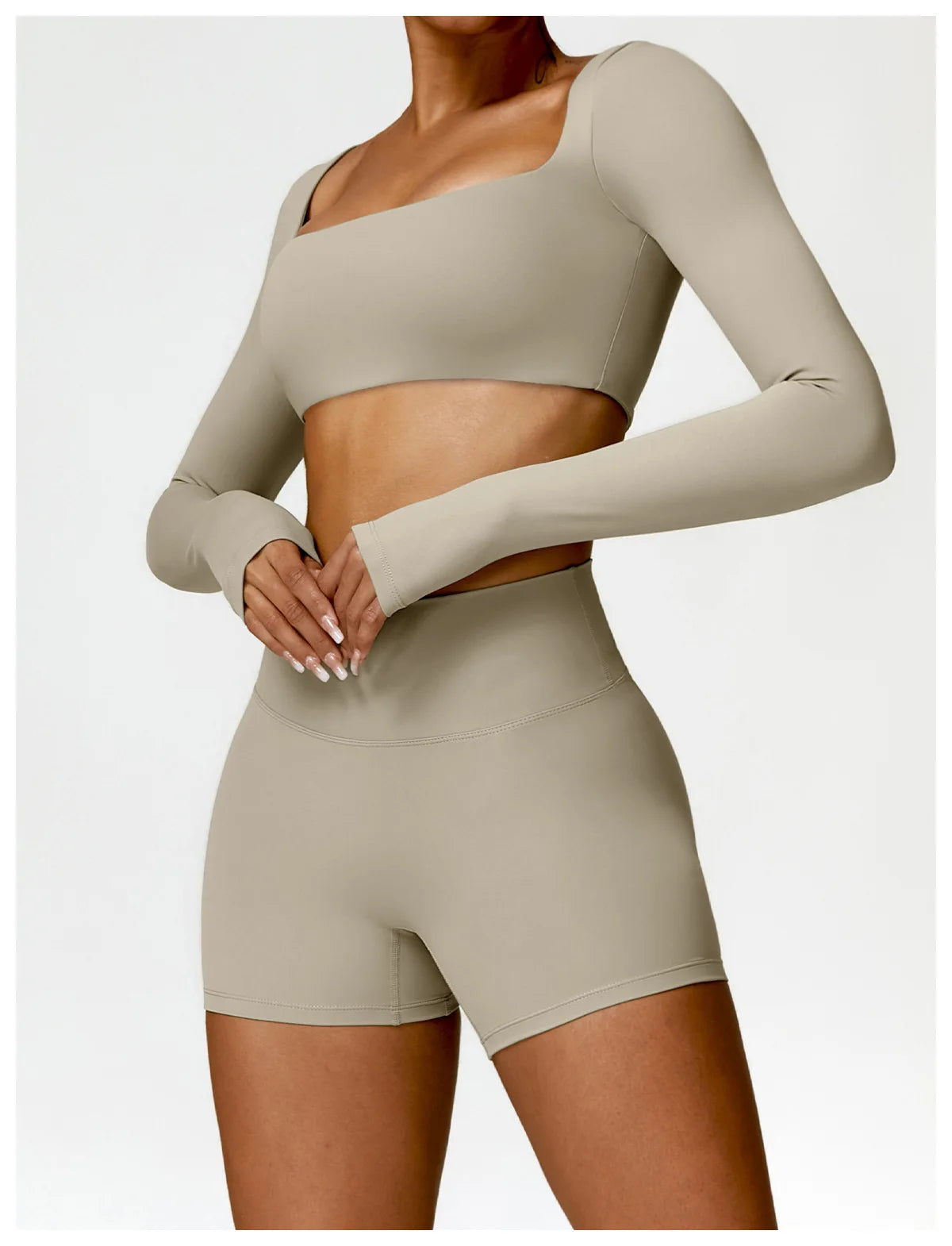 Long Sleeve Crop Top & High-Waist Leggings