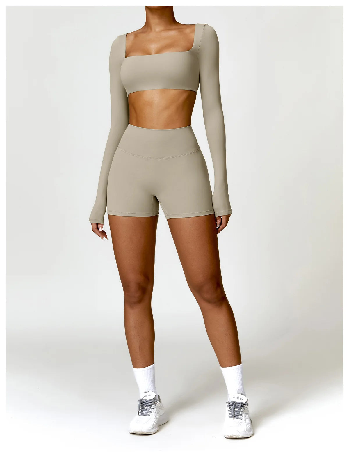 Long Sleeve Crop Top & High-Waist Leggings