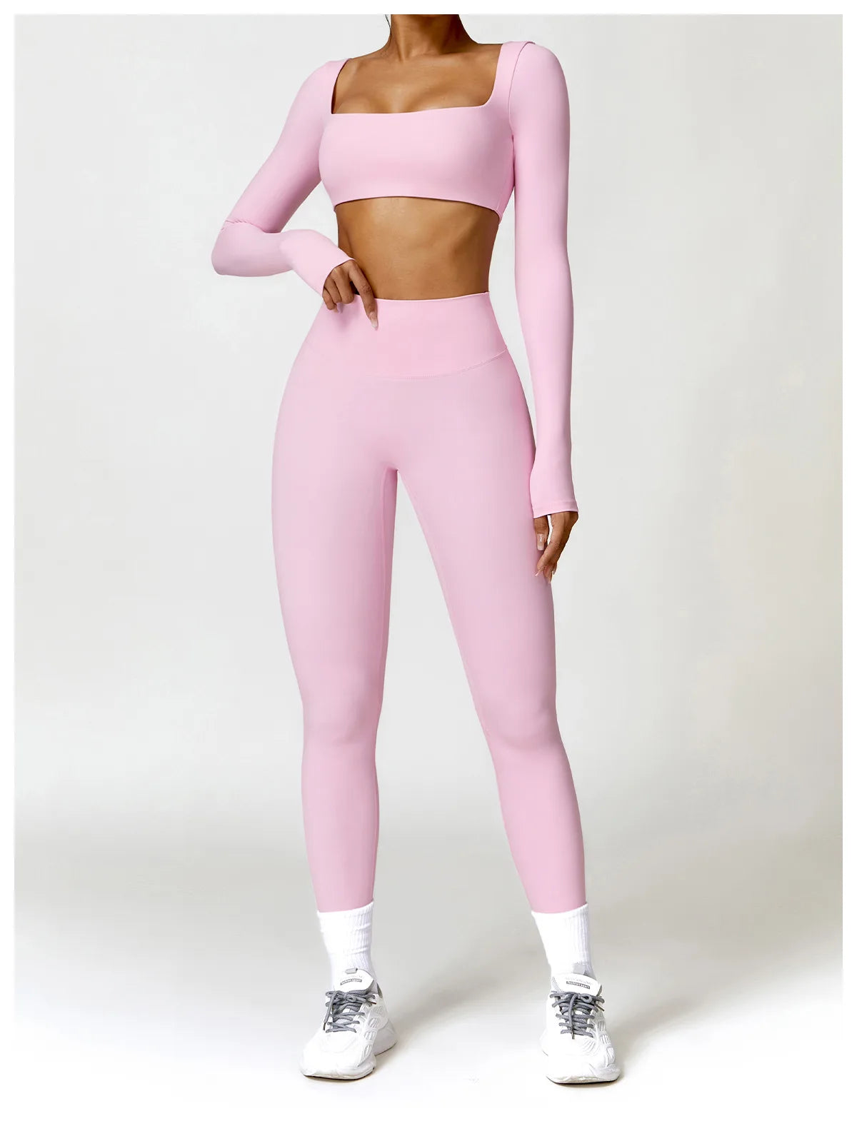 Long Sleeve Crop Top & High-Waist Leggings
