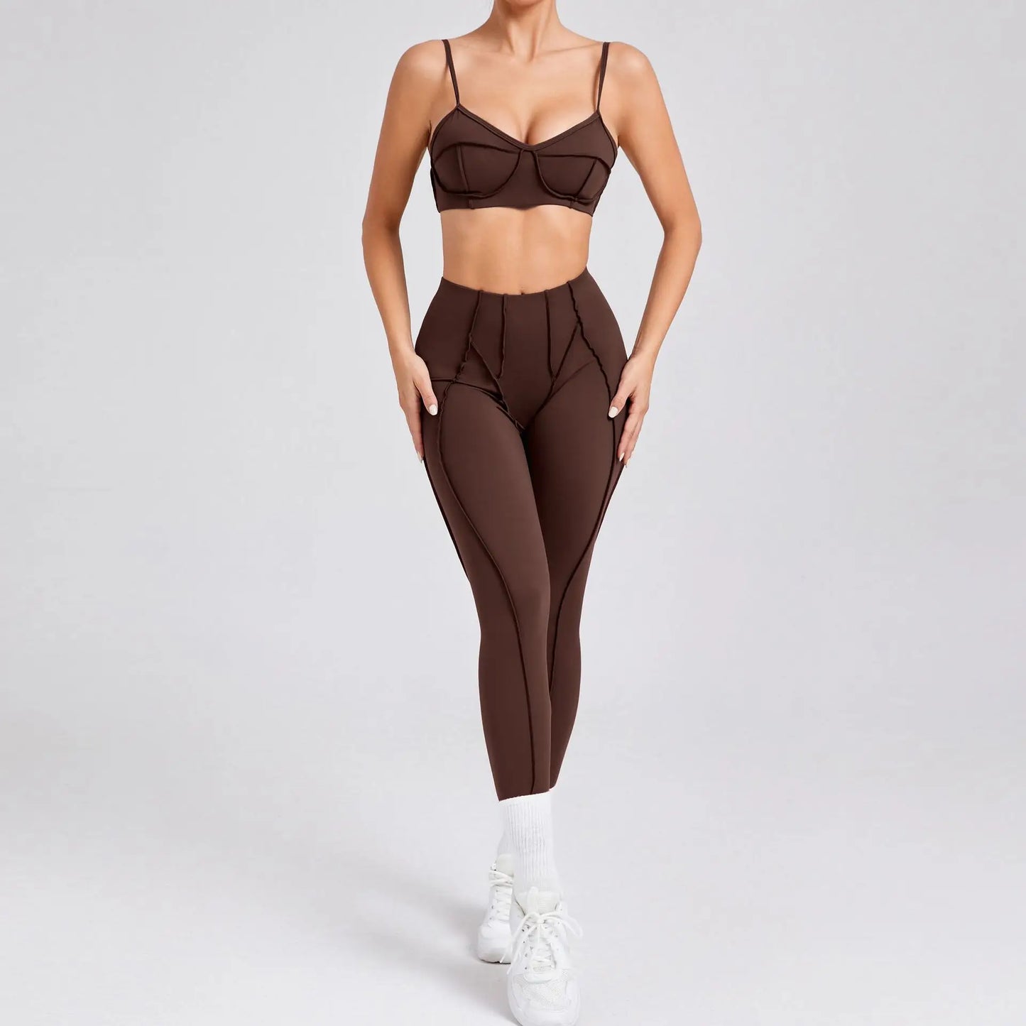 High Waisted Peach Hip Quick Drying Sports Bra Suits