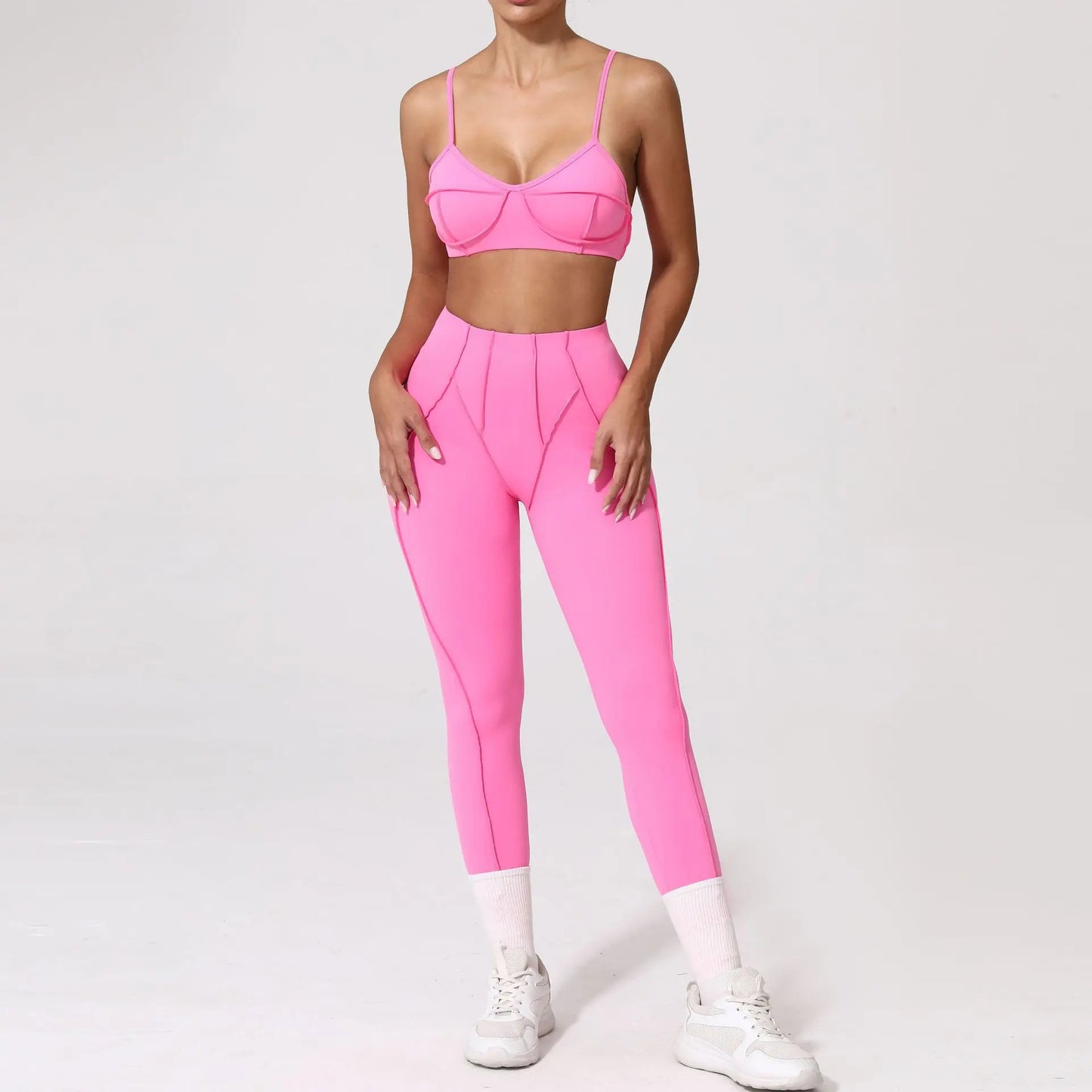 High Waisted Peach Hip Quick Drying Sports Bra Suits