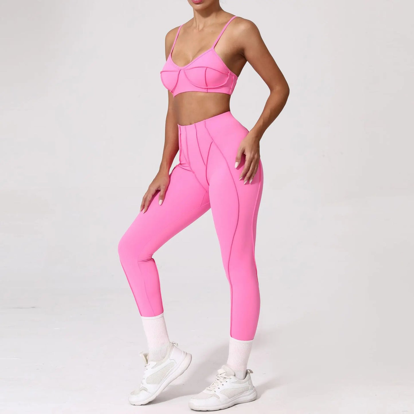 High Waisted Peach Hip Quick Drying Sports Bra Suits