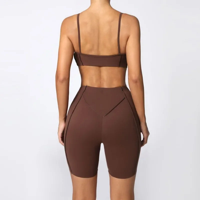 High Waisted Peach Hip Quick Drying Sports Bra Suits
