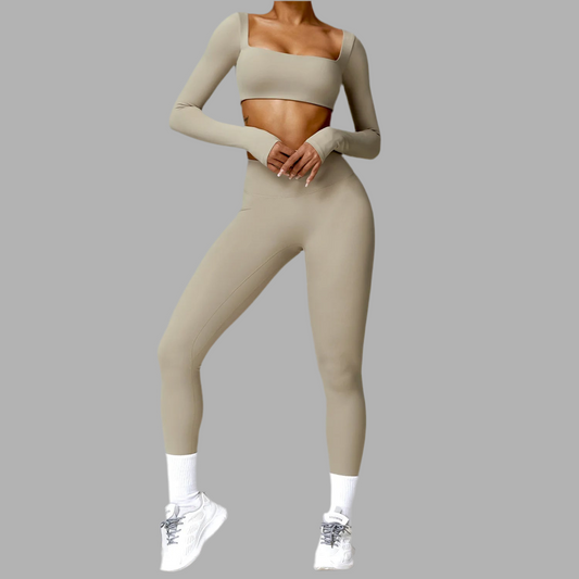 Long Sleeve Crop Top & High-Waist Leggings