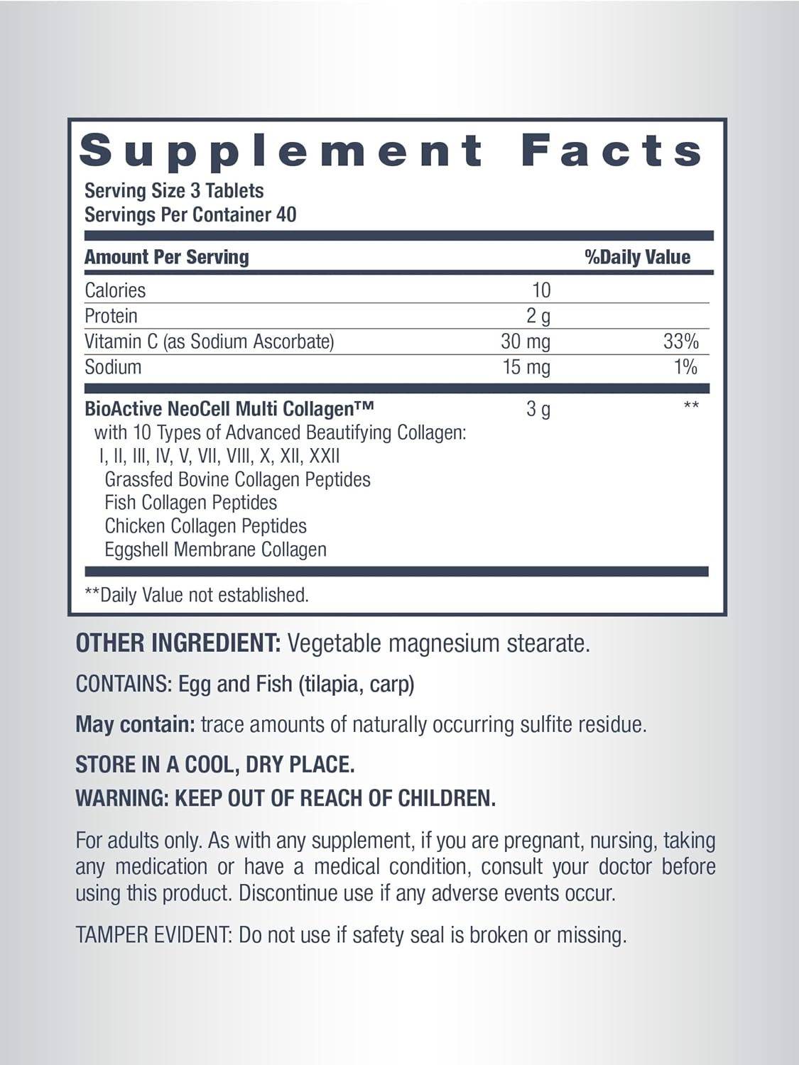 NeoCell Advanced Multi Collagen Peptides 10 Types of Collagen | Skin, Hair and Nails