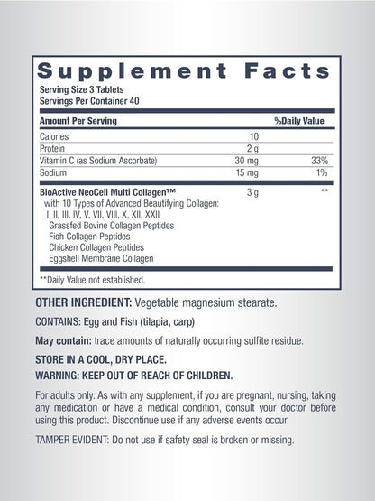 NeoCell Advanced Multi Collagen Peptides 10 Types of Collagen | Skin, Hair and Nails