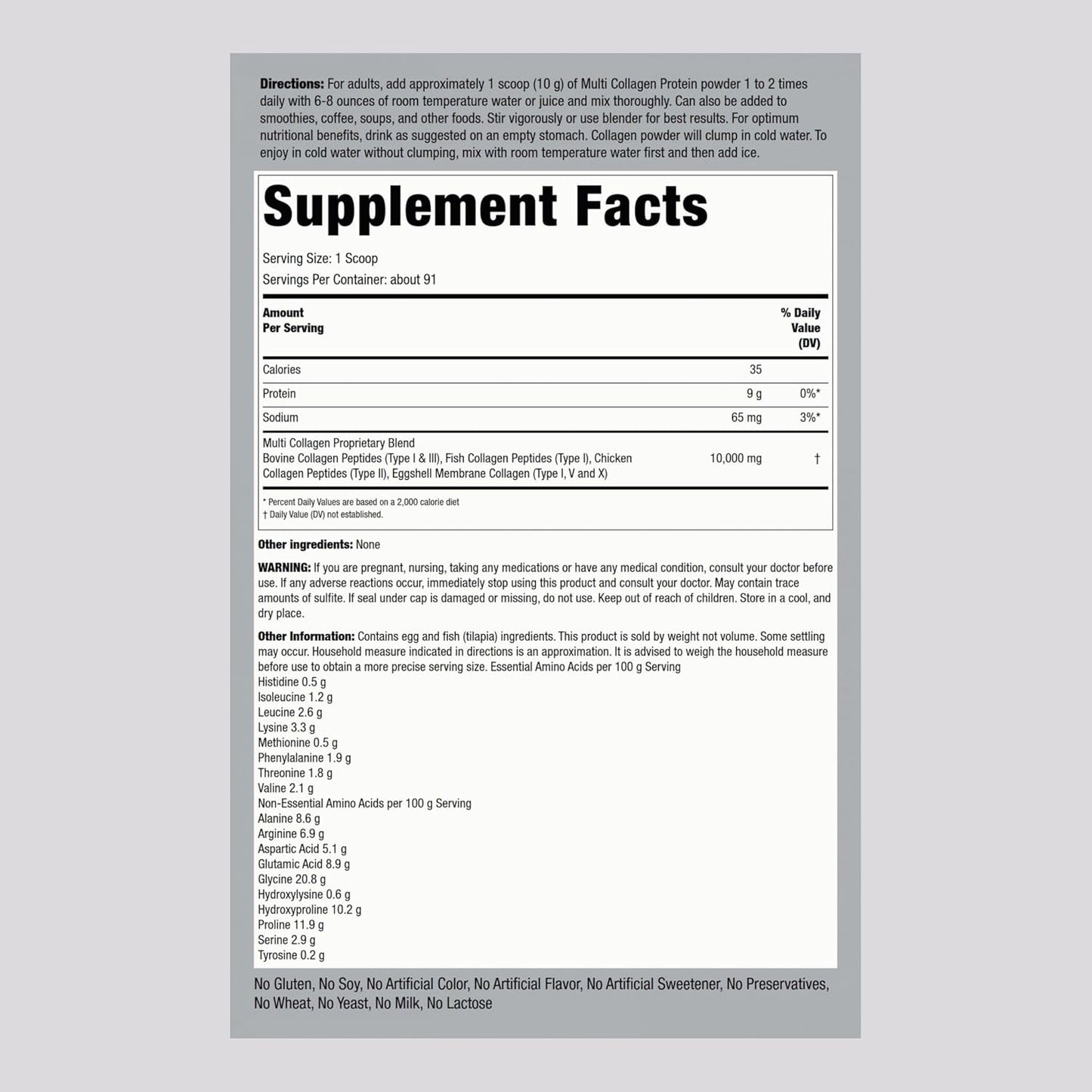 Piping Rock Multi Collagen Protein Powder | 32oz |Unflavored | Non-GMO, Gluten Free