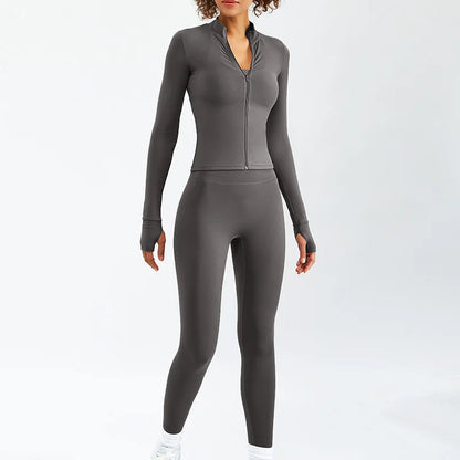 Zipper Long Sleeve Yoga Set