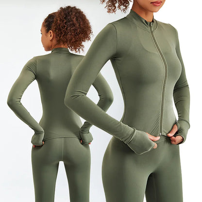 Zipper Long Sleeve Yoga Set