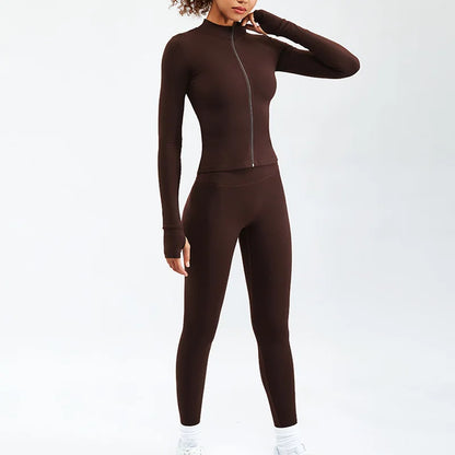 Zipper Long Sleeve Yoga Set