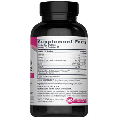 Grassfed Collagen Peptides + C & Biotin, 270 Caplets