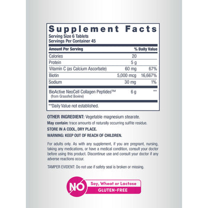 Grassfed Collagen Peptides + C & Biotin, 270 Caplets