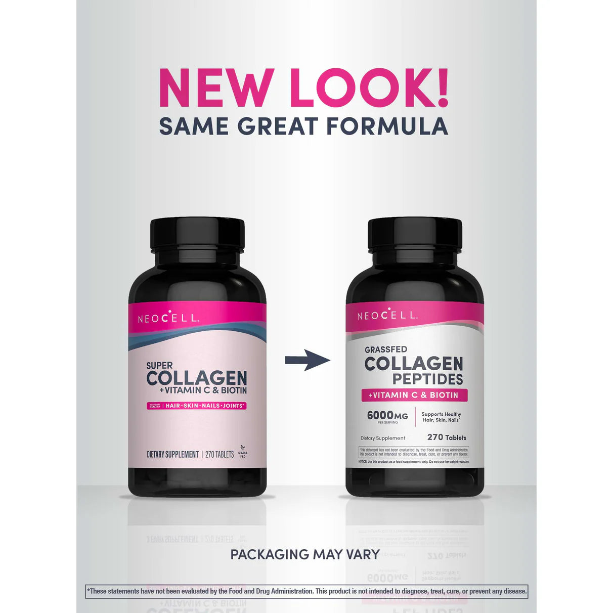Grassfed Collagen Peptides + C & Biotin, 270 Caplets