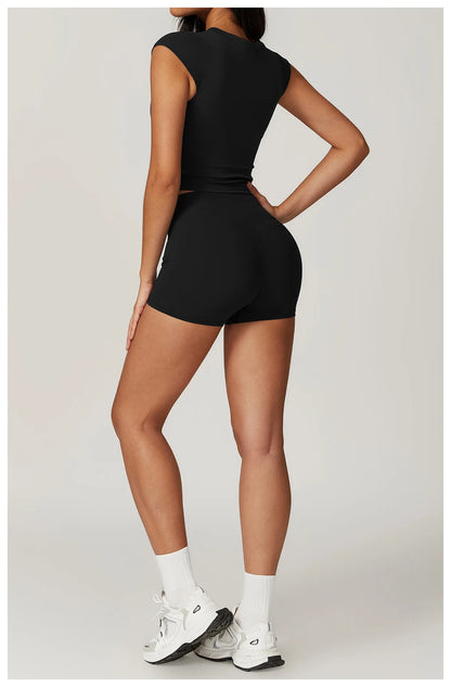 Short Sleeve Female Yoga Short Skirt Tracksuit
