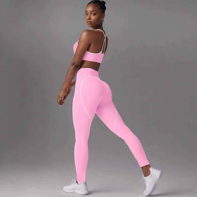 Seamless High Elasticity Yoga Bra Pants Set
