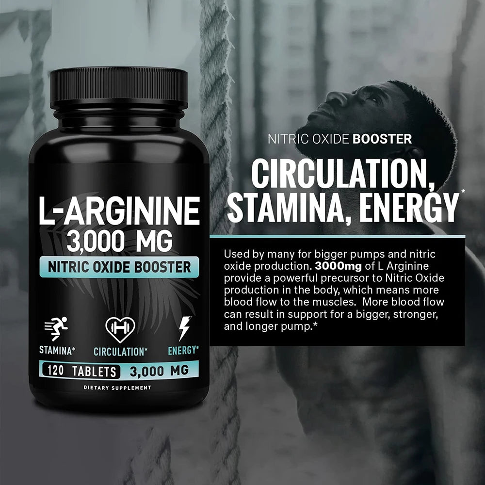 L-Arginine 3000mg Capsules for Muscle Growth and Energy