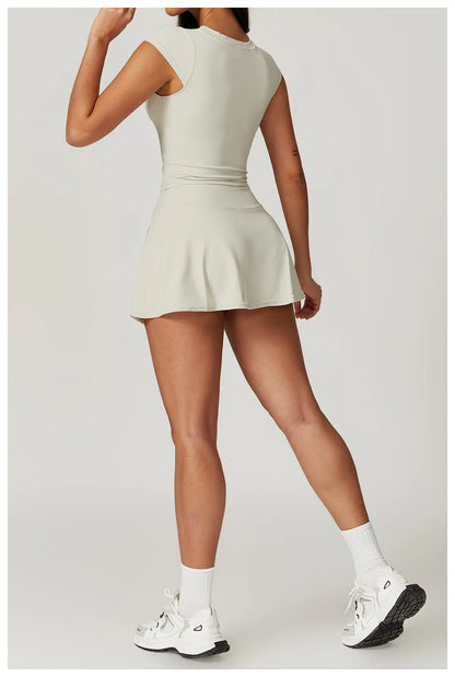 Short Sleeve Female Yoga Short Skirt Tracksuit