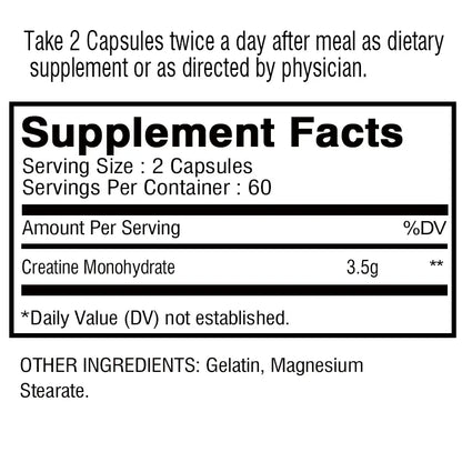Creatine Monohydrate Capsules  120 Capsules