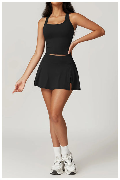Short Sleeve Female Yoga Short Skirt Tracksuit