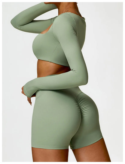 Long Sleeve Crop Top & High-Waist Leggings