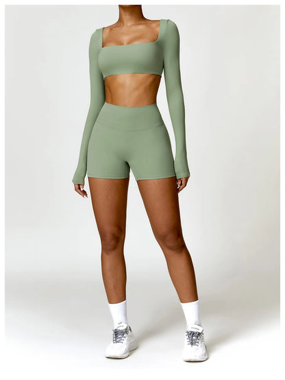 Long Sleeve Crop Top & High-Waist Leggings