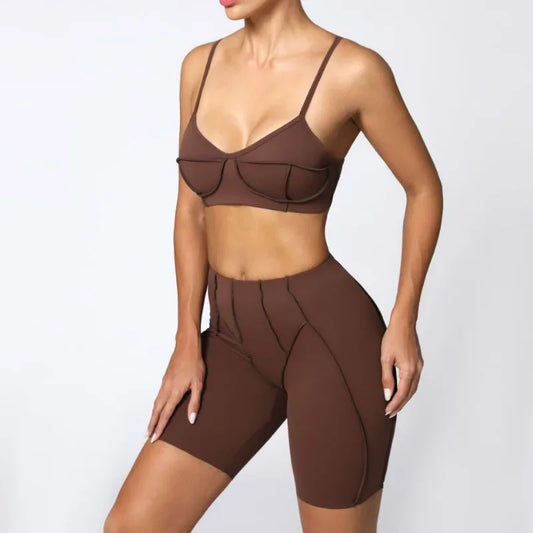 High Waisted Peach Hip Quick Drying Sports Bra Suits