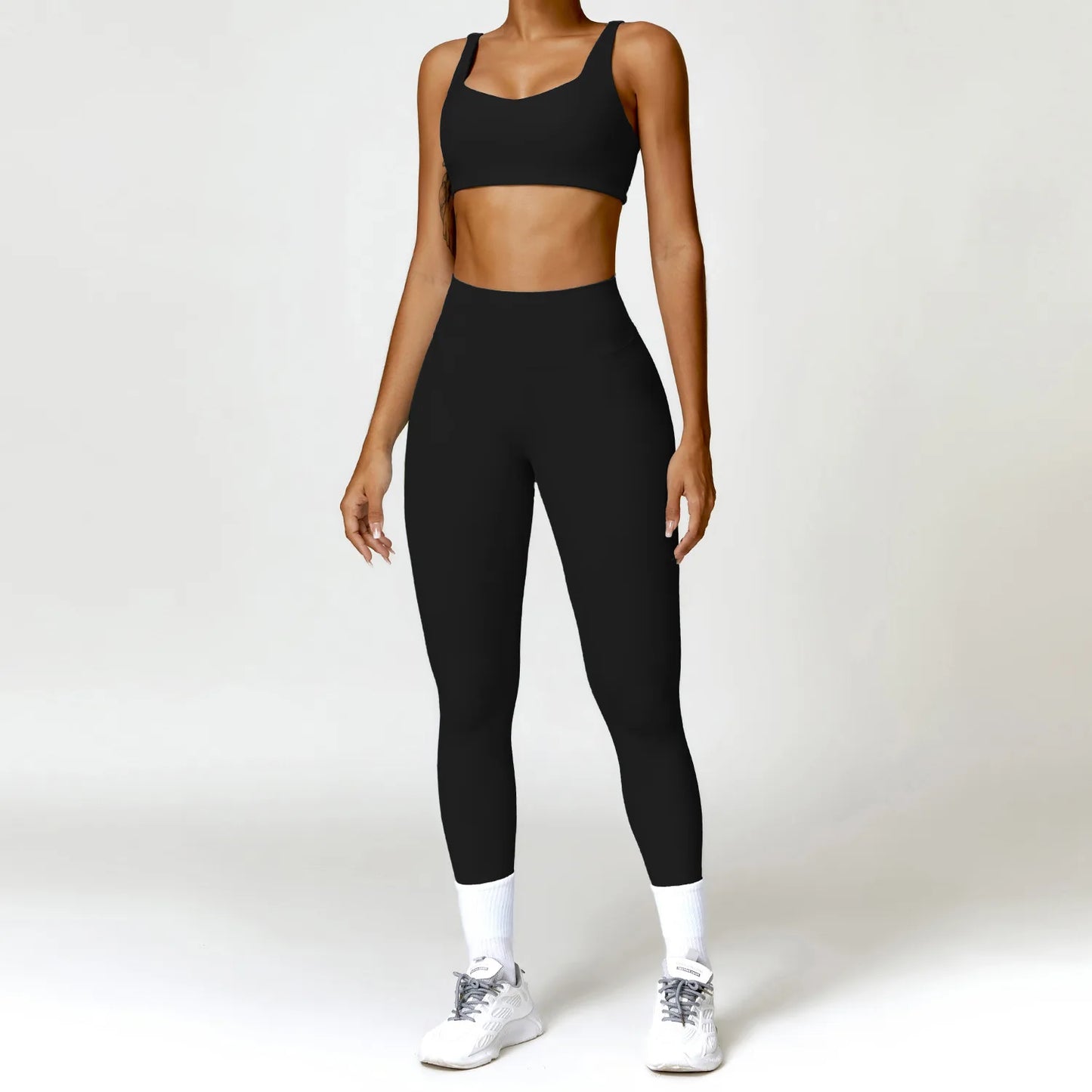 Long Sleeve Crop Top & High-Waist Leggings