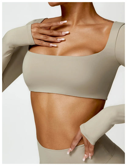 Long Sleeve Crop Top & High-Waist Leggings