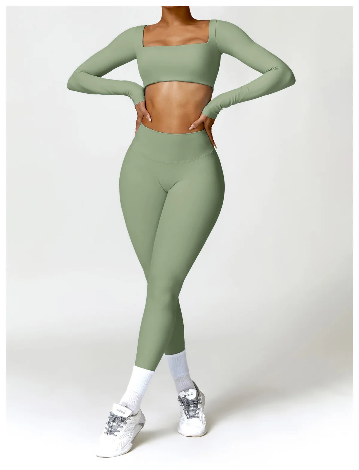 Long Sleeve Crop Top & High-Waist Leggings