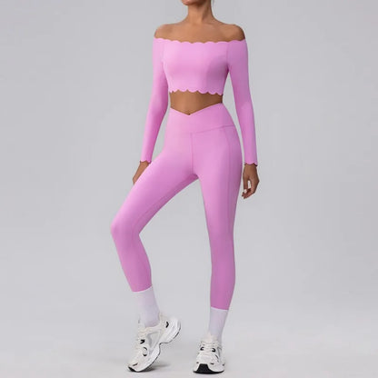 Lace Single Shoulder Yoga Bra Pants Set