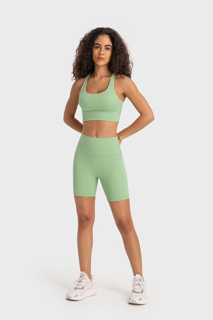 Push-Up Sports Bra High Waist Yoga Shorts Set