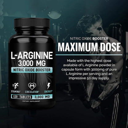 L-Arginine 3000mg Capsules for Muscle Growth and Energy