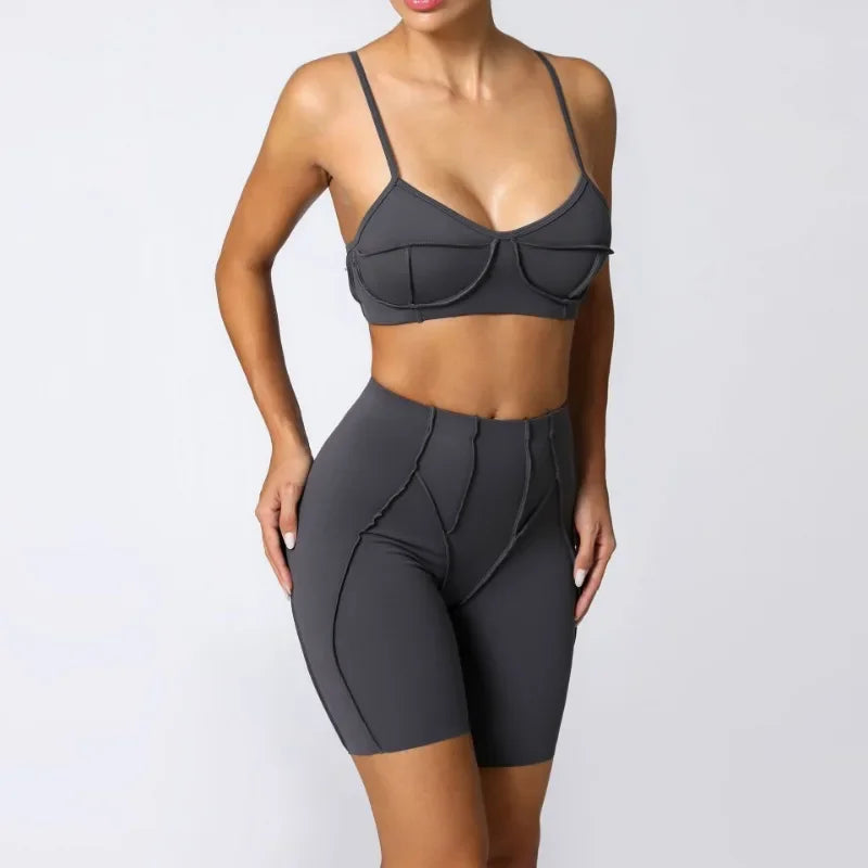 High Waisted Peach Hip Quick Drying Sports Bra Suits