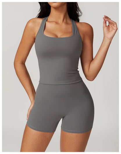 Short Sleeve Female Yoga Short Skirt Tracksuit